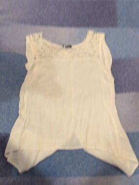 Women's Lace Yoke Cream Sleeveless Top